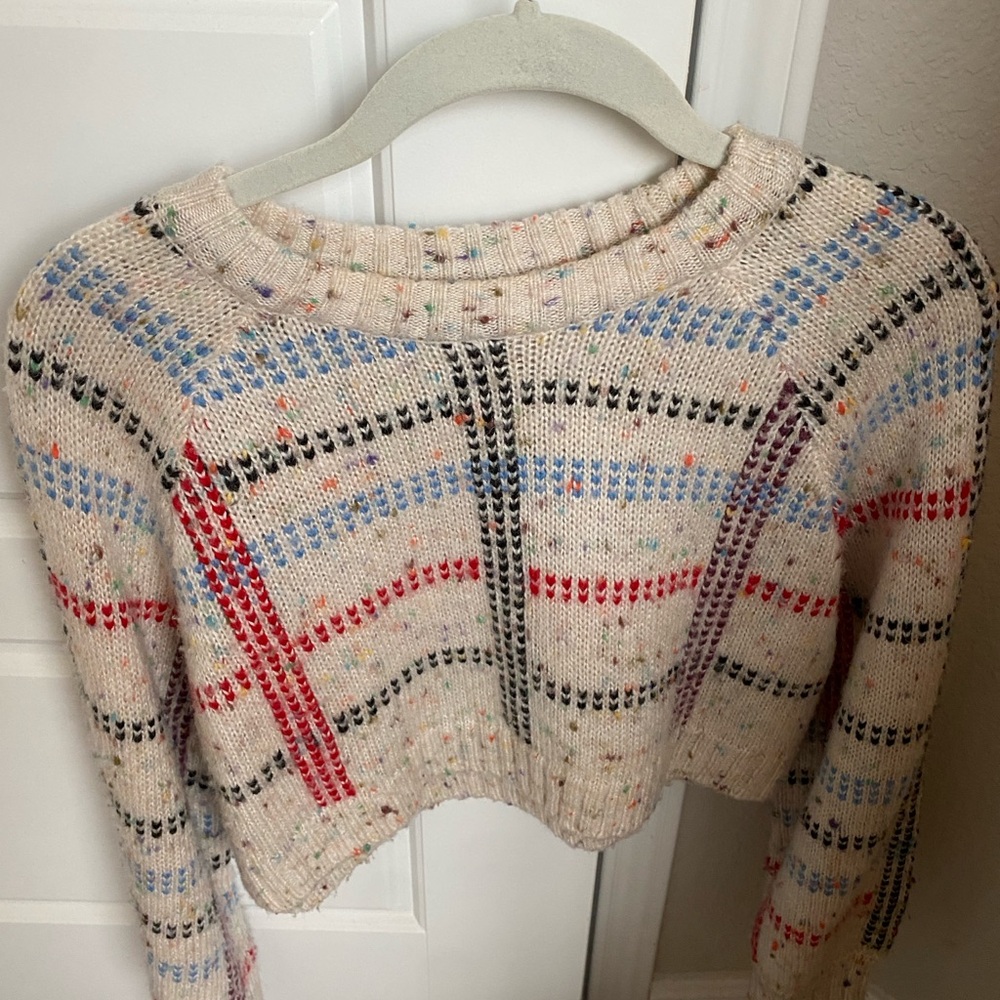 Topshop Cropped Patterned Sweater - image 1